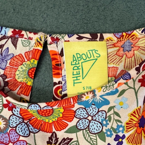 Girls Pretty Smock Dress in Multicolor Floral Print Rayon - Size 7/8 - Picture 4 of 5